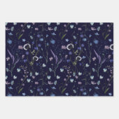 Blauw Paarse  Wildflower Bloempatroon Inpakpapier Vel (Voorkant)