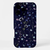 Blauw Paarse  Wildflower Bloempatroon iPhone Hoesje (Achterkant)