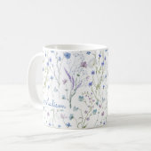 Blauw Paarse  Wildflower Bloempatroon Koffiemok (Voorkant links)
