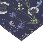 Blauw Paarse  Wildflower Bloempatroon Korte Tafelloper (Hoek)