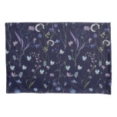 Blauw Paarse Wildflower Bloempatroon Kussensloop (Voorkant)