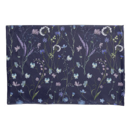 Blauw Paarse  Wildflower Bloempatroon Kussensloop