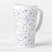 Blauw Paarse Wildflower Bloempatroon Latte Mok (Rechterhoek)