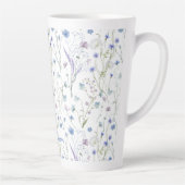 Blauw Paarse Wildflower Bloempatroon Latte Mok (Rechts)