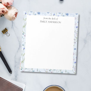 Blauw Paarse  Wildflower Bloempatroon Notitieblok