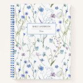 Blauw Paarse  Wildflower Bloempatroon Notitieboek (Voorkant)