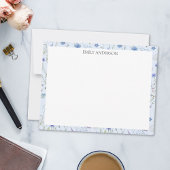 Blauw Paarse Wildflower Bloempatroon Notitiekaartje