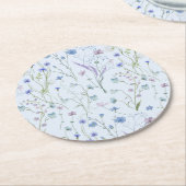 Blauw Paarse  Wildflower Bloempatroon Ronde Kartonnen Onderzetter (Gebogen)