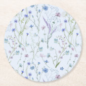 Blauw Paarse  Wildflower Bloempatroon Ronde Kartonnen Onderzetter (Voorkant)