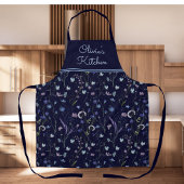 Blauw Paarse  Wildflower Bloempatroon Schort