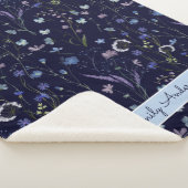 Blauw Paarse  Wildflower Bloempatroon Sherpa Deken (3/4)
