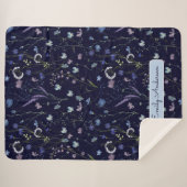 Blauw Paarse  Wildflower Bloempatroon Sherpa Deken (Voorkant (horizontaal))