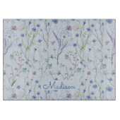 Blauw Paarse  Wildflower Bloempatroon Snijplank (Voorkant)