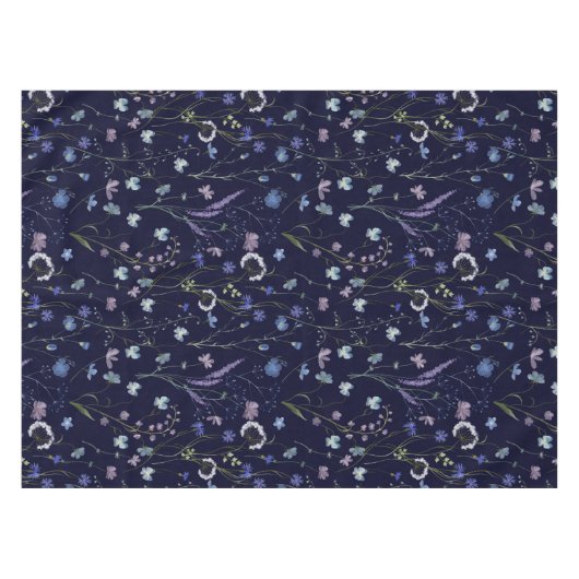 Blauw Paarse  Wildflower Bloempatroon Tafelkleed (Voorkant (Horizontaal))