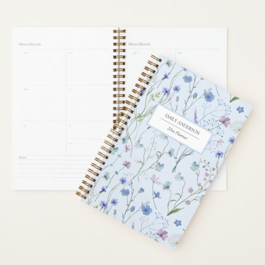 Blauw Paarse  Wildflower Floral Pattern 2026 Planner (Display)