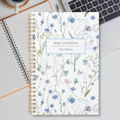 Blauw Paarse  Wildflower Floral Pattern 2026 Planner