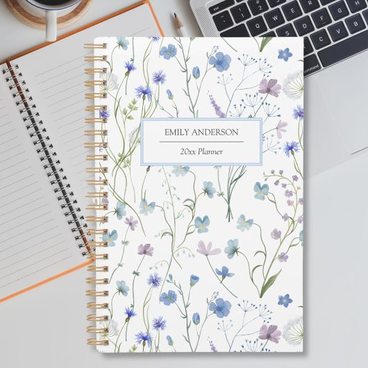 Blauw Paarse Wildflower Floral Pattern 2026 Planner