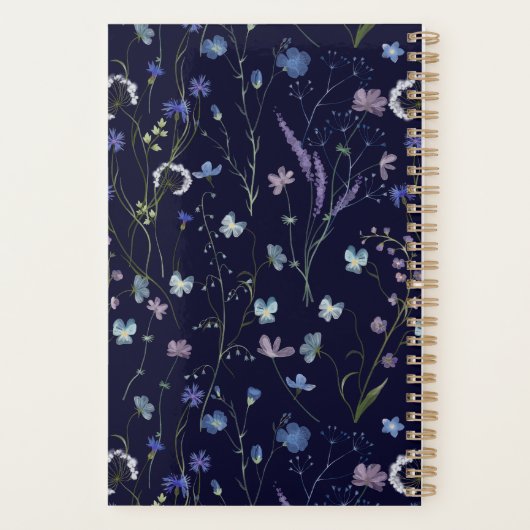 Blauw Paarse  Wildflower Floral Pattern 2026 Planner (Achterkant)