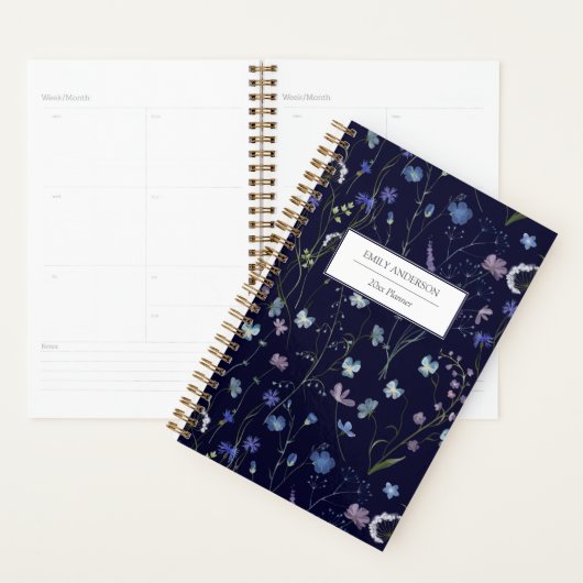 Blauw Paarse  Wildflower Floral Pattern 2026 Planner (Display)