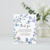 Blauw & Paarse Wildflower Krans Sympathie Bedankkaart (Staand voorkant)