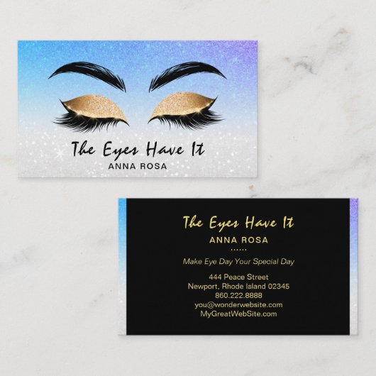 *~* BLAUW - PAARSE wimpers extensies wenkbrauwen G Visitekaartje (Voorkant / Achterkant)