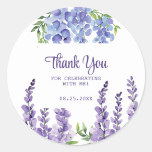 Blauw Paarse Wisteria Bloemengroen dank u Ronde Sticker
