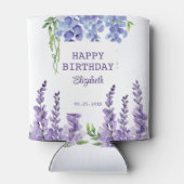 Blauw Paarse Wisteria Bloemengroen Verjaardag Blikjeskoeler (Achterkant)