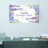 Blauw Paarse Wisteria Bloemengroen Verjaardag Spandoek (Beurs)