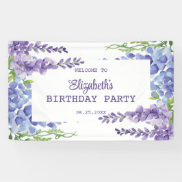 Blauw Paarse Wisteria Bloemengroen Verjaardag Spandoek