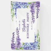 Blauw Paarse Wisteria Bloemengroen Verjaardag Spandoek (Verticaal)