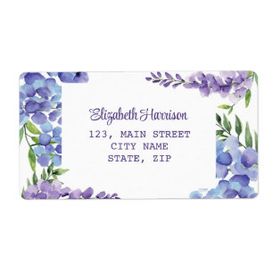 Blauw Paarse Wisteria Floral retour adres Etiket