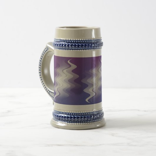 Blauw paarse wit bierpul (Voorkant links)
