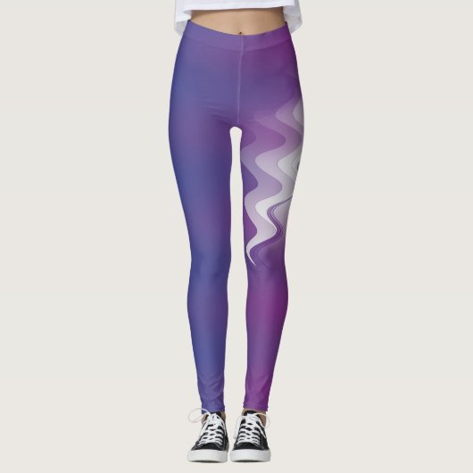 Blauw paarse wit leggings (Voorkant)