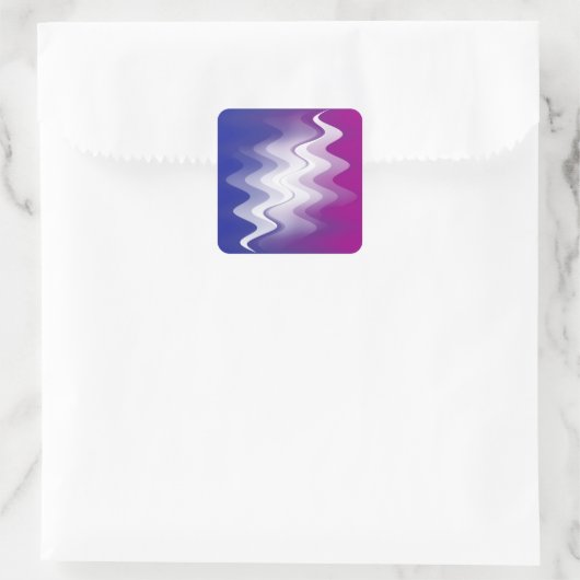 Blauw paarse wit vierkante sticker (Tas)