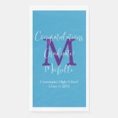 Blauw Paarse Witte Afstudeerpartijnaam Monogram Servet (Voorkant)