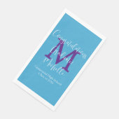 Blauw Paarse Witte Afstudeerpartijnaam Monogram Servet (Hoek)