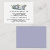 Blauw Paarse Witte Bloemen Bruiloft Accommodatie Informatiekaartje (Voorkant / Achterkant)