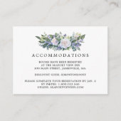 Blauw Paarse Witte Bloemen Bruiloft Accommodatie Informatiekaartje (Voorkant)