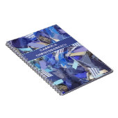 Blauw paarse witte monogram abstract streeppatroon notitieboek (Rechterzijde)