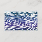 Blauw Paarse Zebra Afdrukken Glitter reinigen Visitekaartje (Achterkant)