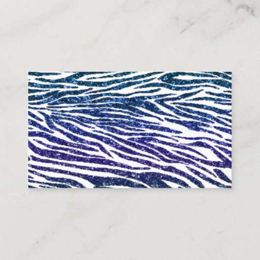 Blauw Paarse Zebra Afdrukken Glitter reinigen Visitekaartje (Achterkant)