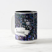 Blauw, Paarse & Zwart Abstract w Brushstrokes & Na Tweekleurige Koffiemok (Voorkant links)