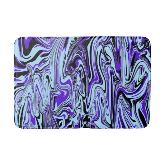 Blauw Paarse Zwart Elegant Waterverf Mod Pattern Badmat (Voorkant)