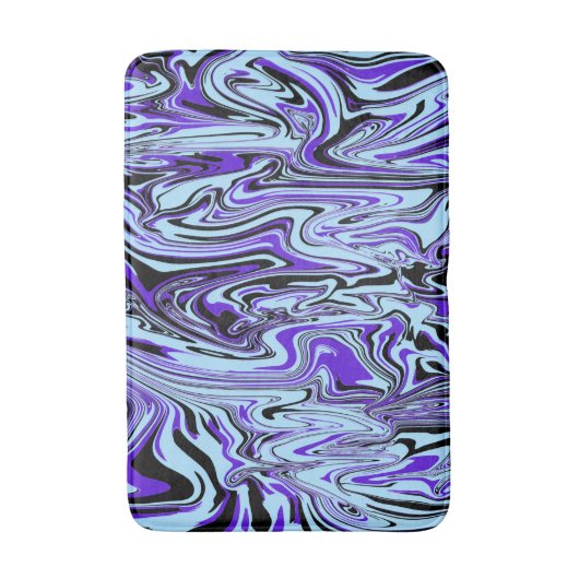 Blauw Paarse Zwart Elegant Waterverf Mod Pattern Badmat (Voorkant Verticaal)