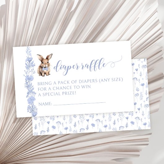 Blauw Paaskonijn baby shower luier verloting kaart