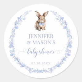 Blauw Paaskonijn konijntje baby boy douche sticker