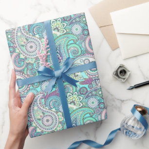  blauw paislestpapier cadeaupapier