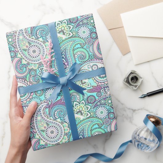  blauw paislestpapier cadeaupapier (Geschenken)