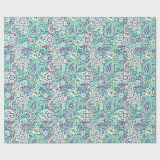  blauw paislestpapier cadeaupapier (Vlak)