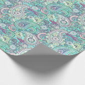  blauw paislestpapier cadeaupapier (Hoek)